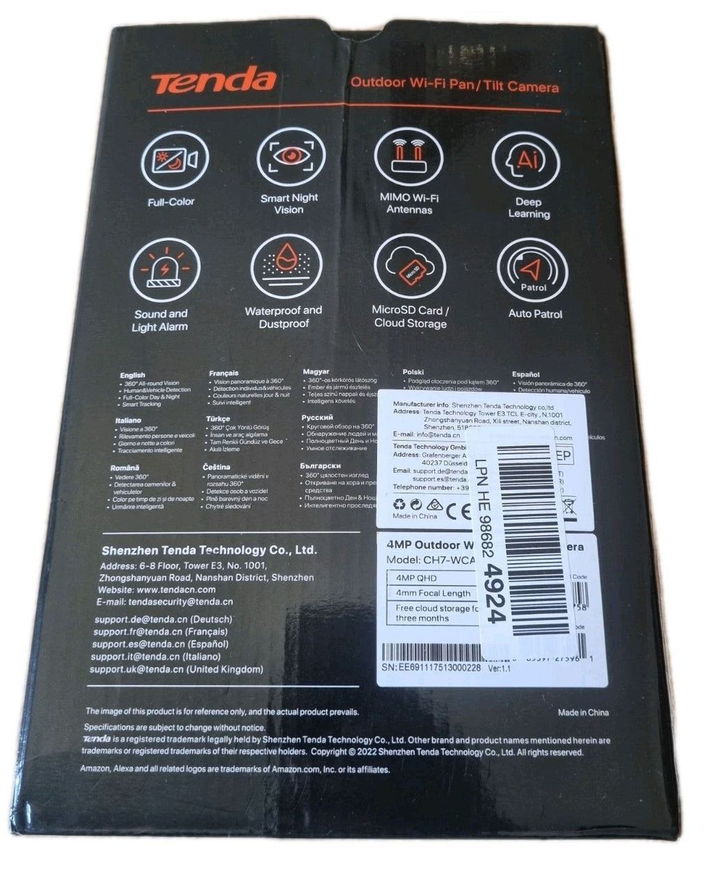 Tenda CH7 4MP WLAN Outdoor Überwachungskamera Aussen Farbnachtsicht PTZ Alexa...