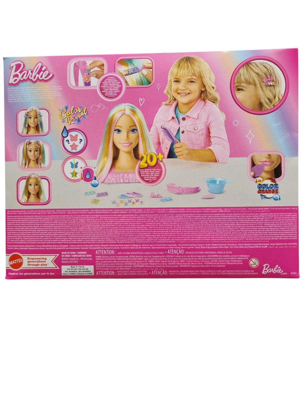 Barbie Deluxe Styling-Kopf Color Reveal – Neon-Regenbogen (22 Teile)