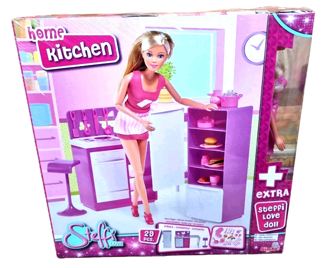 Simba Steffi Love „Home Kitchen“ Set (29-teilig) inklusive einer Zusatz-Puppe.