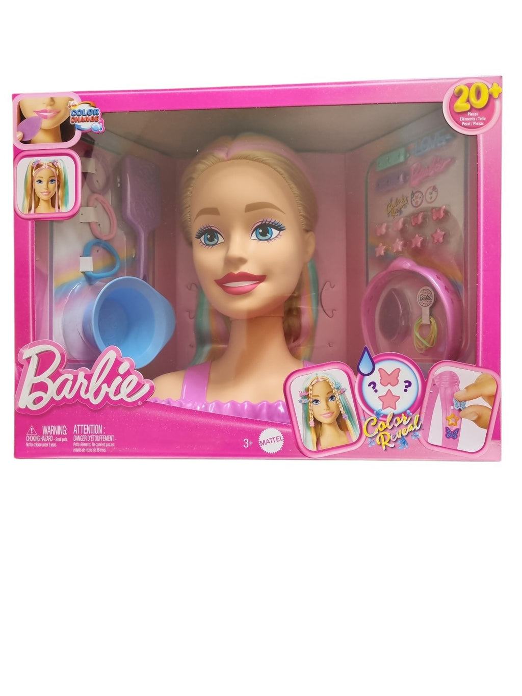 Barbie Deluxe Styling-Kopf Color Reveal – Neon-Regenbogen (22 Teile)