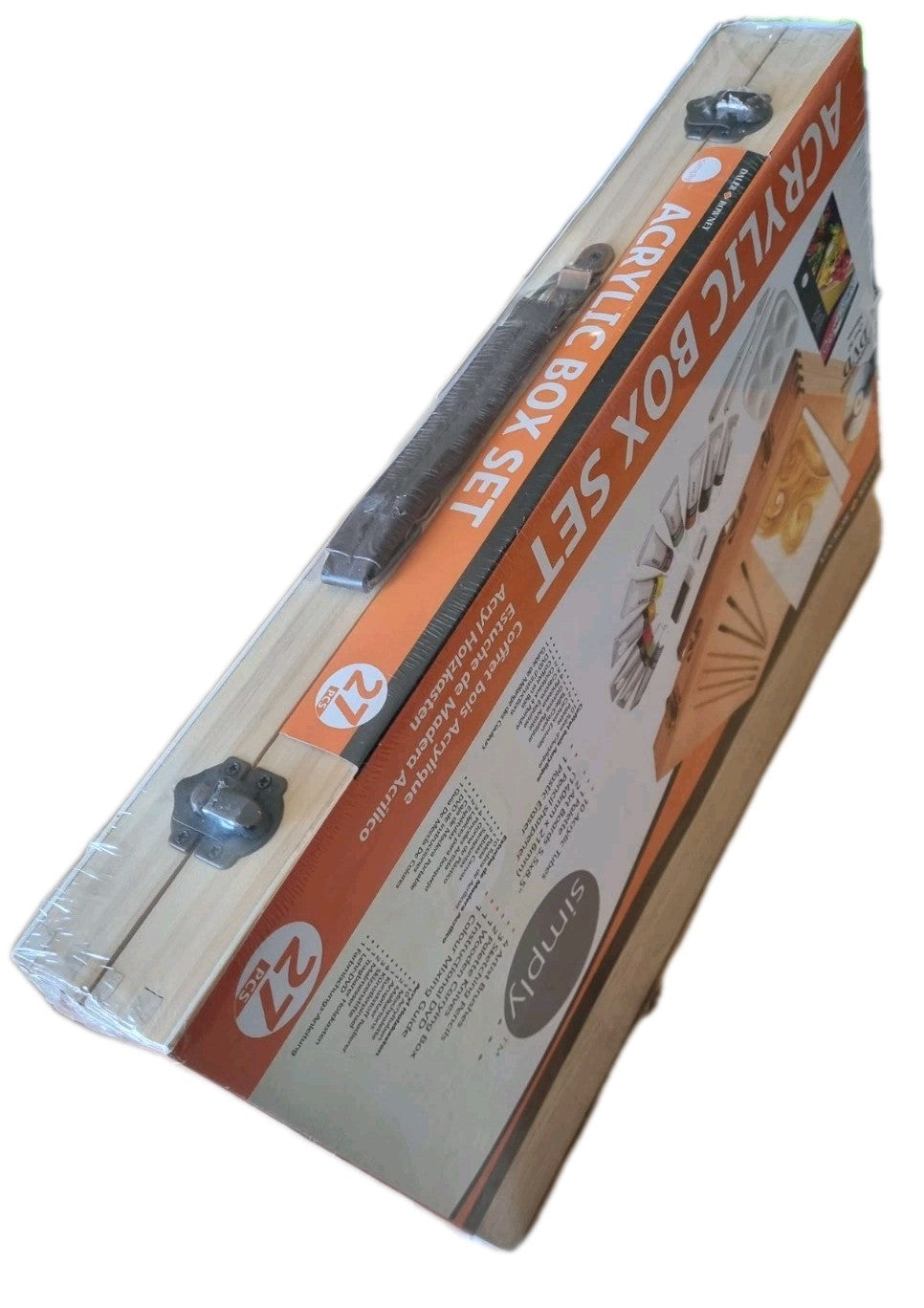 Daler Rowney Simply Acryl Malset 27-tlg Holzkoffer Starterset Pinsel Lehr-DVD...